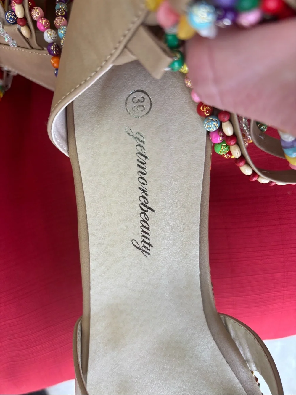 Getmorebeauty NWT Women’s Wedge Sandals W/ Beads High Heels EUR 39 US 8